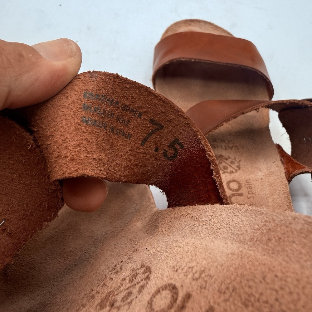 Yokono Caramel Cork Wedge Slide Leather Straps Sandals Women 7.5 Made In Spain - Picture 9 of 9